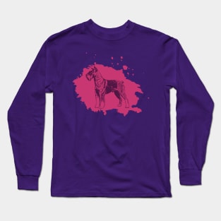 Schnauzer Sketch Purple Splash Long Sleeve T-Shirt